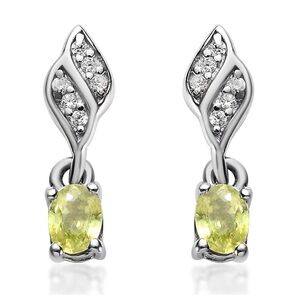 🗽Premium Sava Sphene and White Zircon Earrings in Platinum Over Sterling Silver